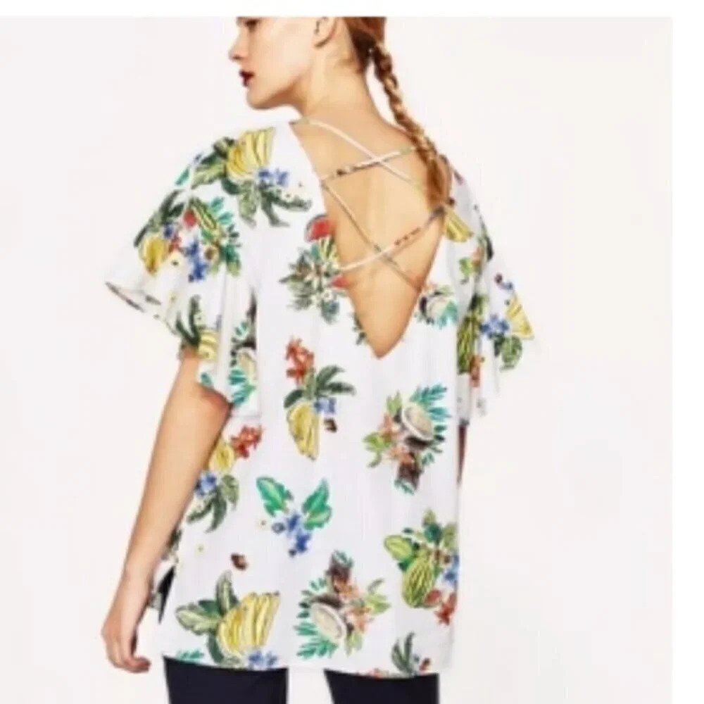 Zara Oversized Printed Ruffle Blouse - Picture 5 of 12